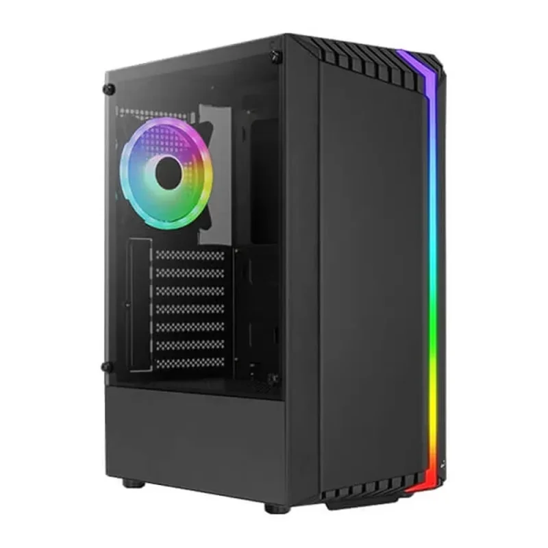 aerocool bionic rgb black atx mid tower case