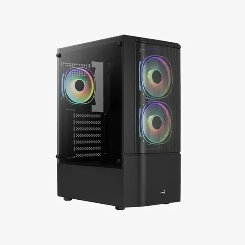 aerocool quantum mesh rgb atx mid tower case black