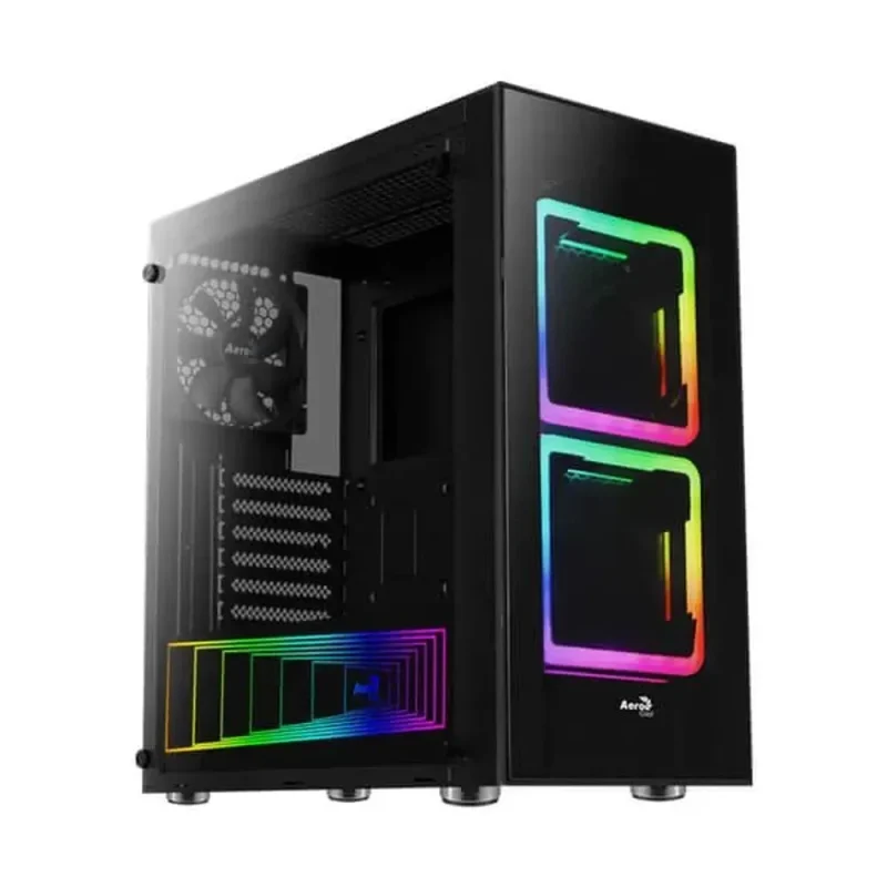 aerocool tor argb black mid tower atx pc case