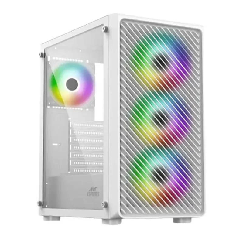 ant esports 211 air argb white mid tower atx pc case