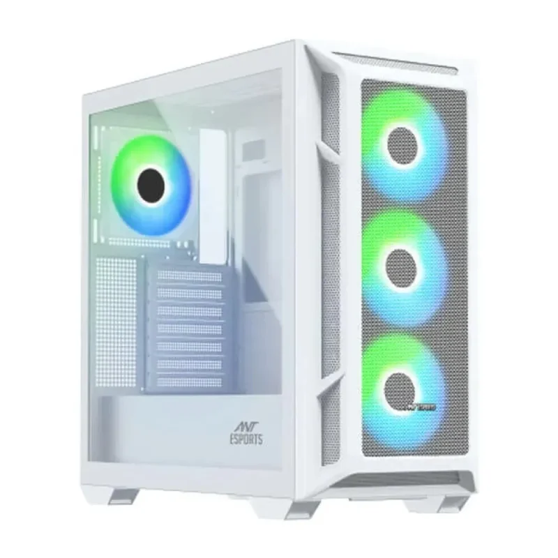 ant esports 611 air argb white mid tower pc case