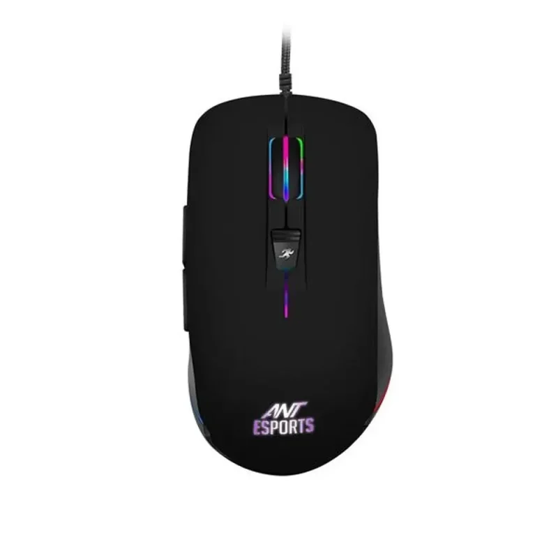 ant esports gm100 rgb ergonomic gaming mouse 4800dpi 5 macro buttons black