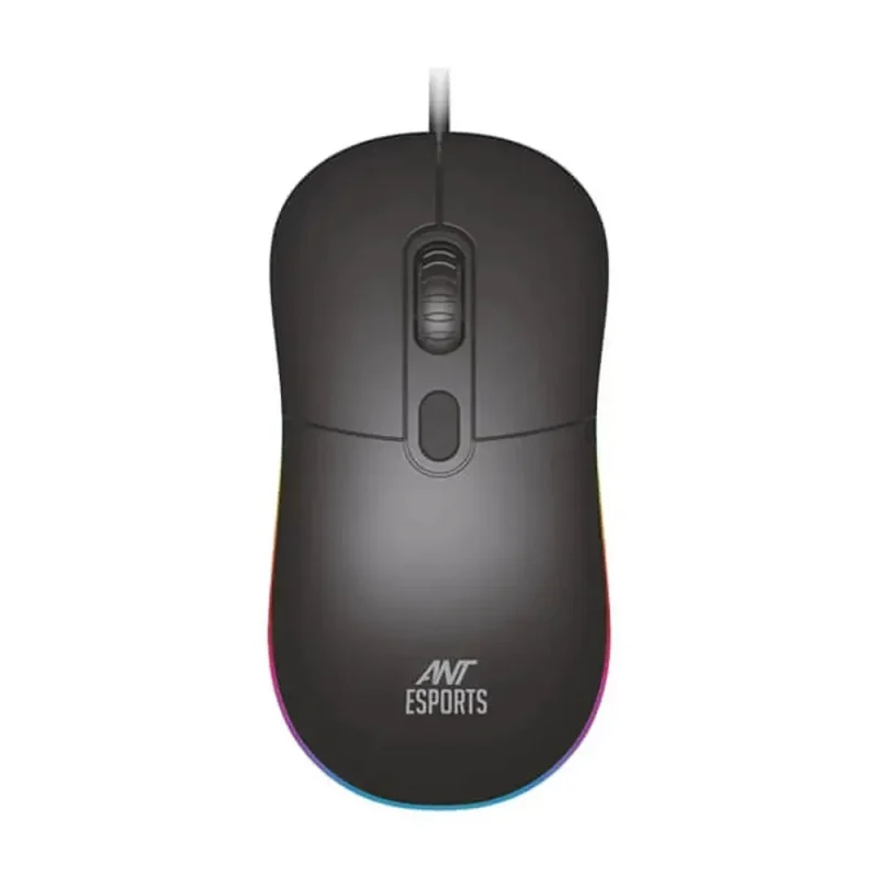 ant esports gm40 rgb wired gaming mouse 2400dpi 3 macro buttons ambidextrous black