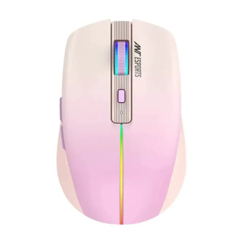 ant esports gm400w pink wireless rgb gaming mouse 3200dpi 6 macro buttons