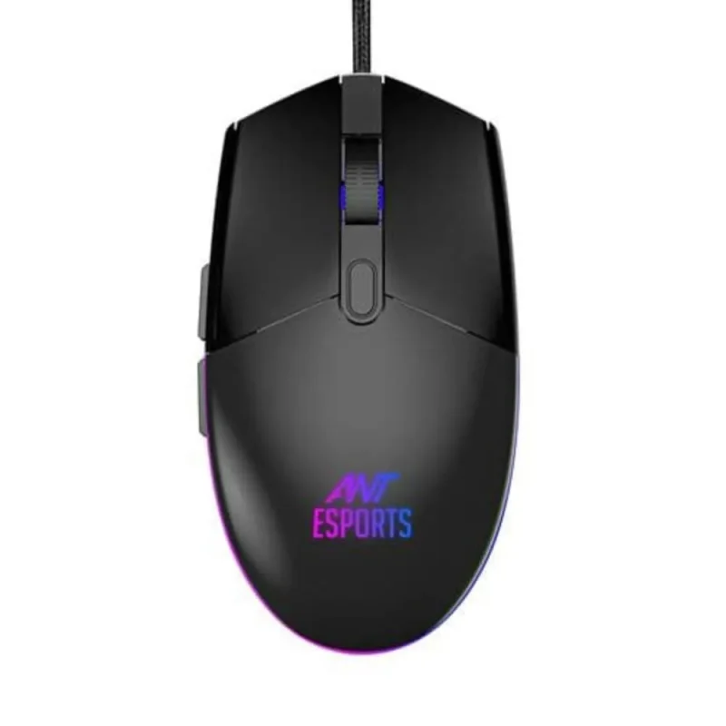 ant esports gm60 wired gaming mouse 3600dpi 6 macro buttons ambidextrous design black