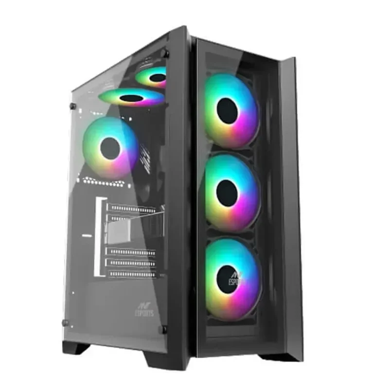 ant esports ice 170 tg black mid tower pc case