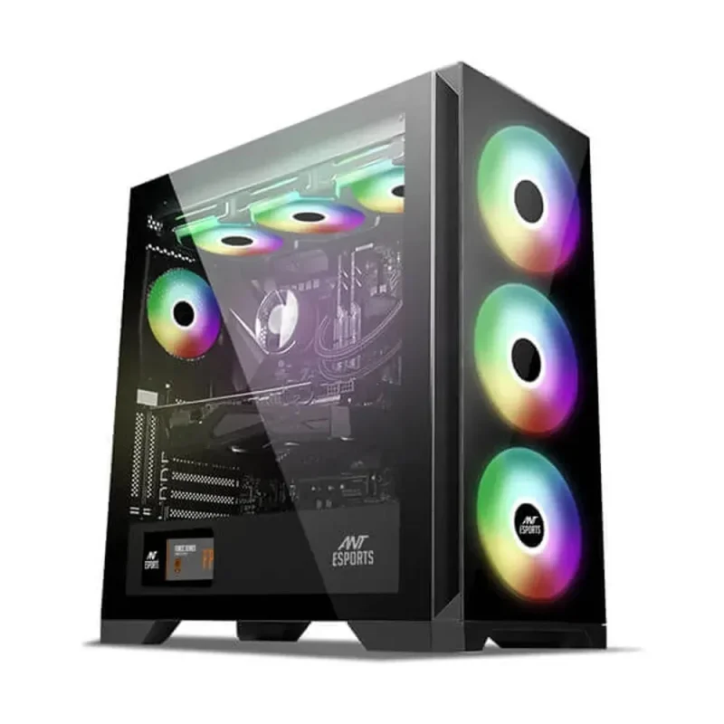 ant esports ice 590tg black argb eatx mid tower case