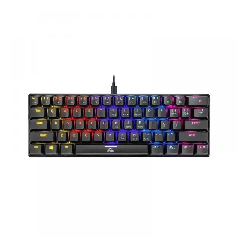 ant esports mk1200 mini 60 rgb mechanical keyboard black red switch