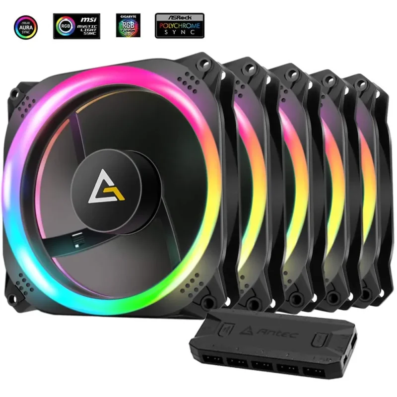 antec prizm 120mm argb dual ring fans led controller 5 pack