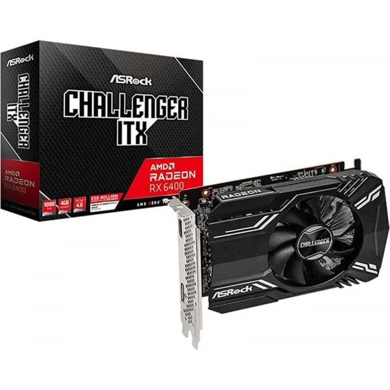 asrock challenger itx radeon rx 6400 4gb gddr6 graphics card black