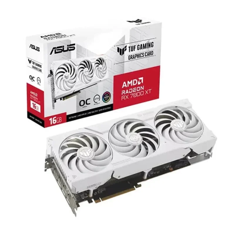 asus tuf radeon rx 7800 xt white oc 16gb gddr6 graphics card