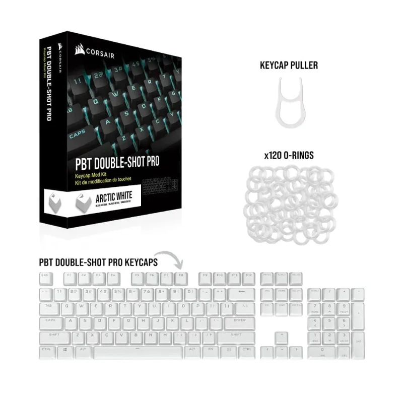 corsair arctic white pbt pro keycap mod kit