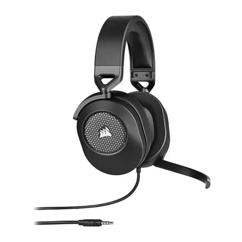 corsair hs65 carbon 7 1 surround wired gaming headset pc mobile mac xbox compatible