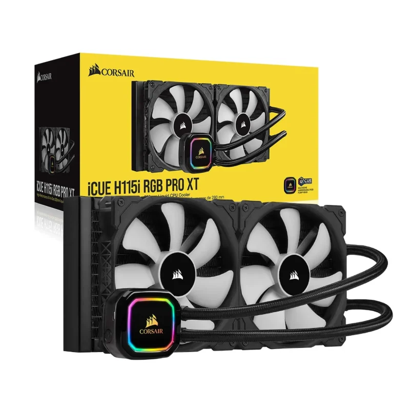 corsair icue h115i 280mm rgb liquid cooler black