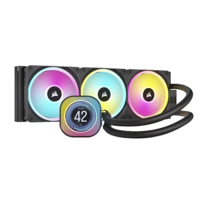 corsair icue h150i 360mm lcd rgb liquid cooler black