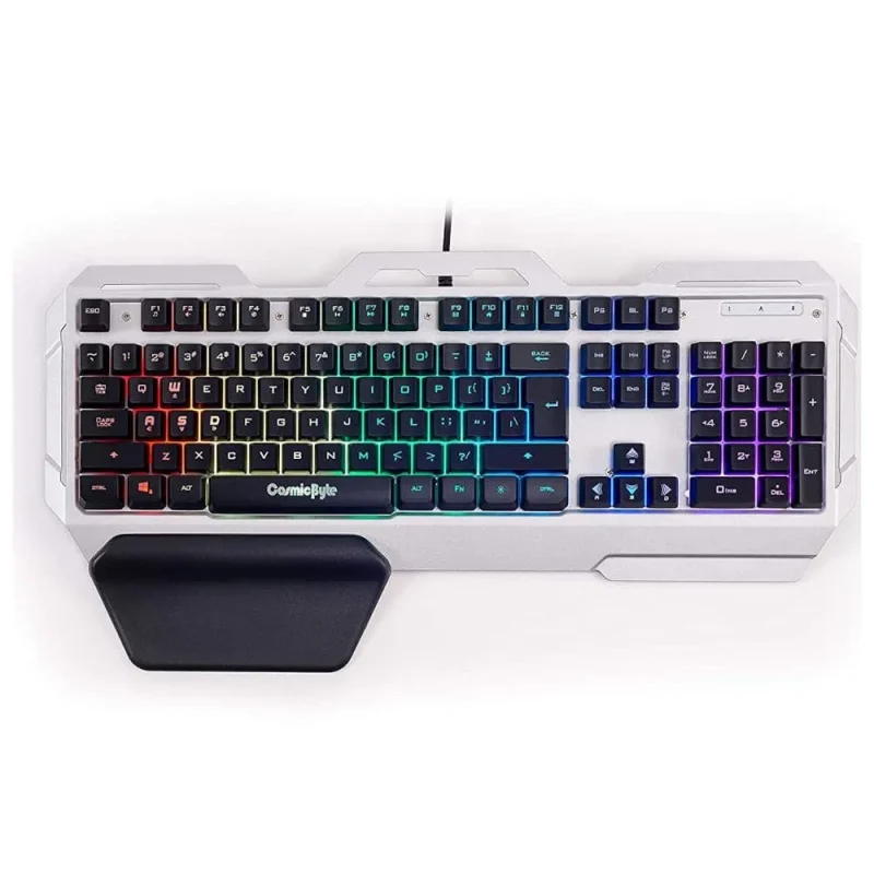 cosmic byte galactic wired membrane gaming keyboard black silver