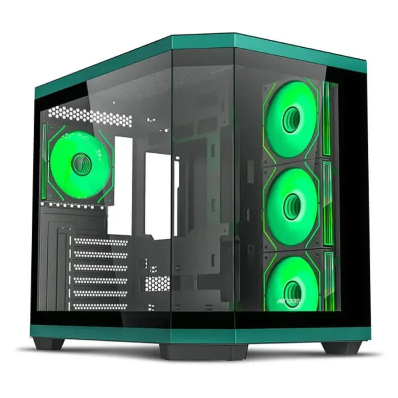 crystal x11 argb mid tower pc case green antesports