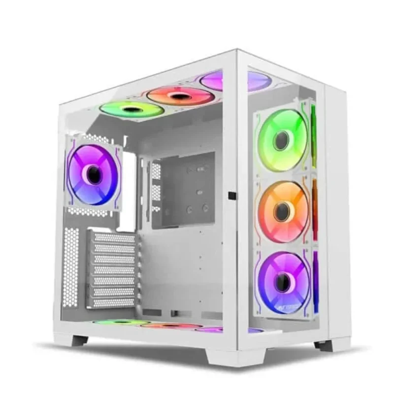 crystal xl argb white mid tower pc case by ant esports