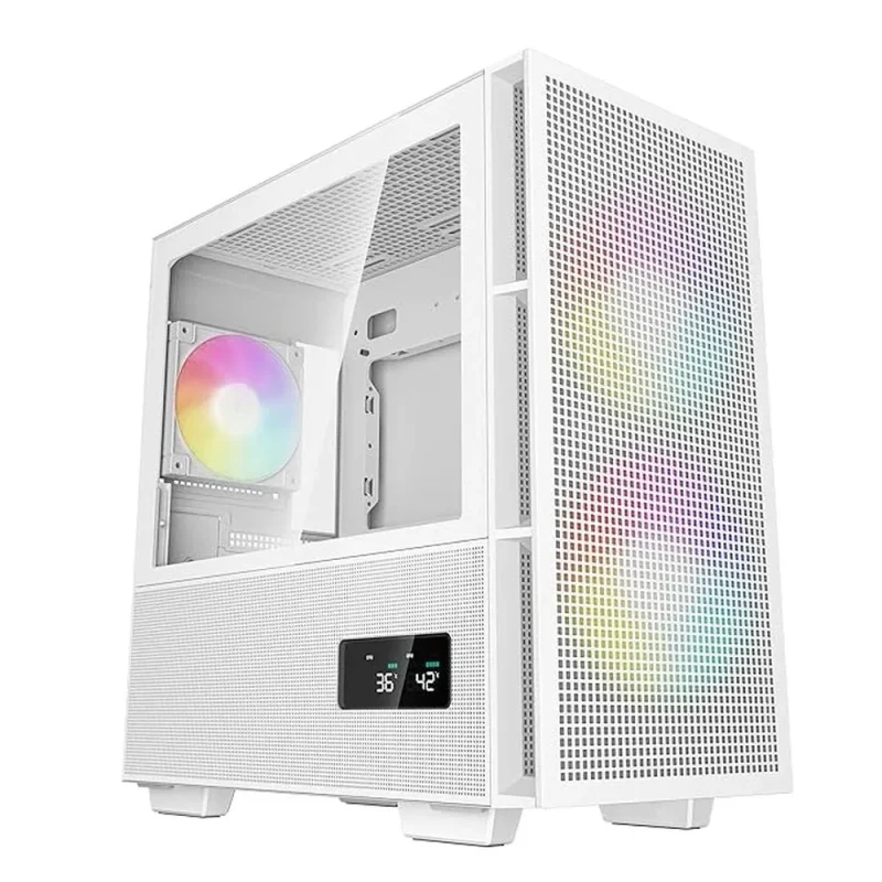 deepcool ch360 argb mid tower pc case white