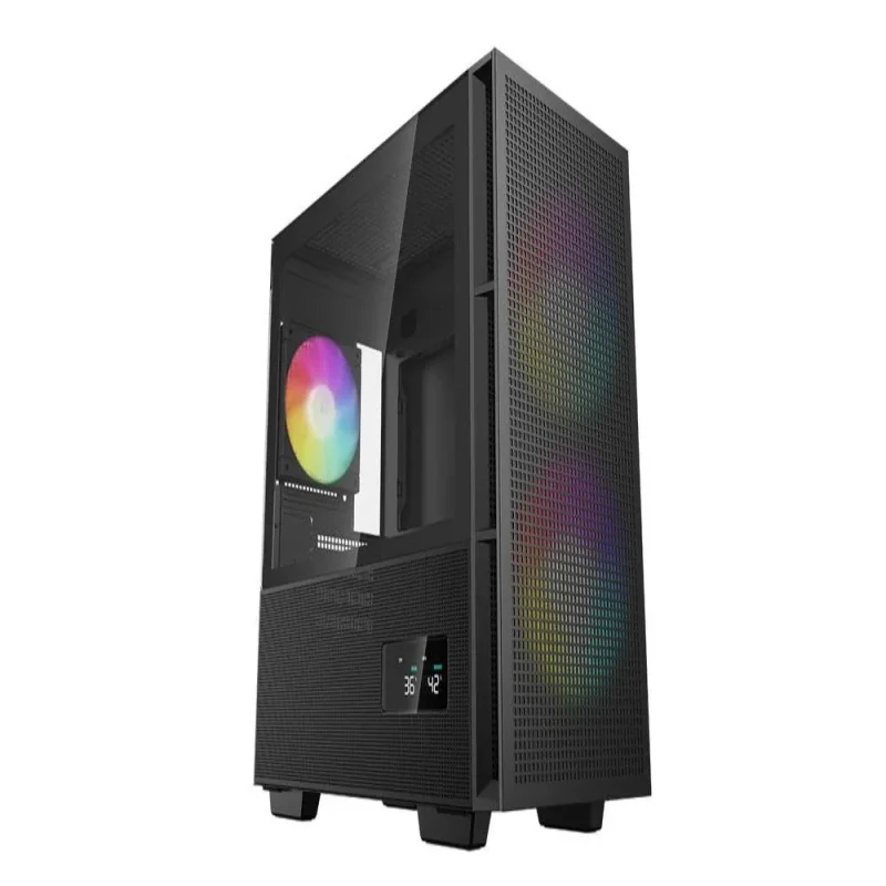 deepcool ch360 black mid tower case with digital argb