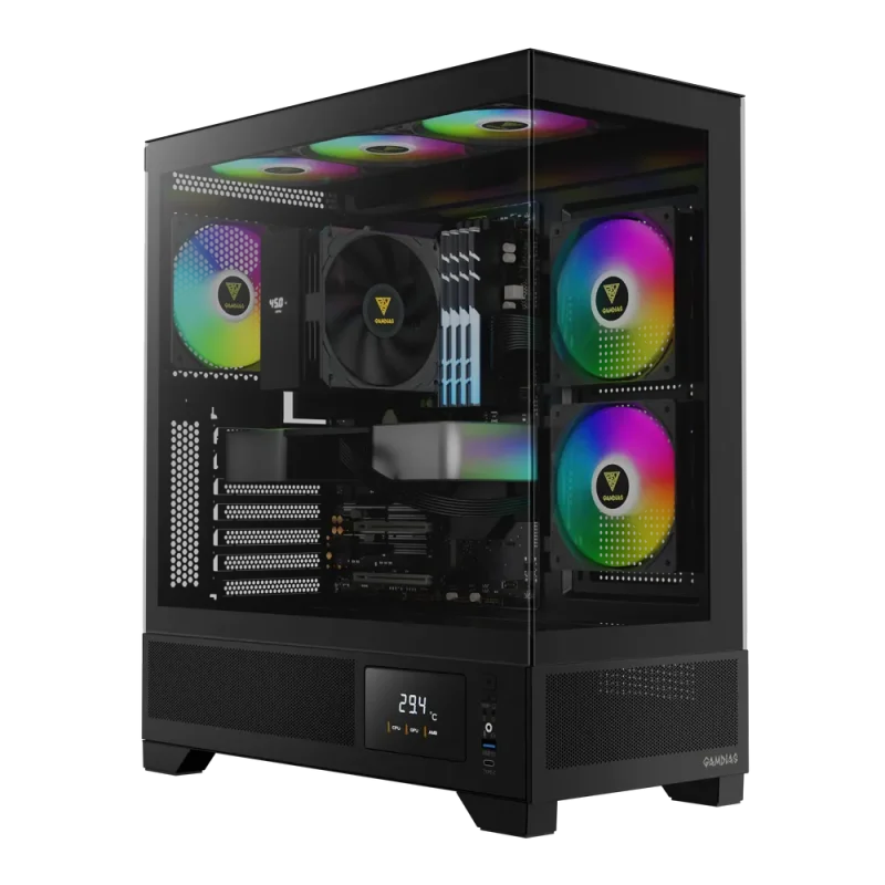 gamdias atlas m1 argb mid tower case black