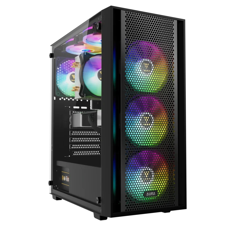 gamdias aura gc2 elite rgb mid tower case black