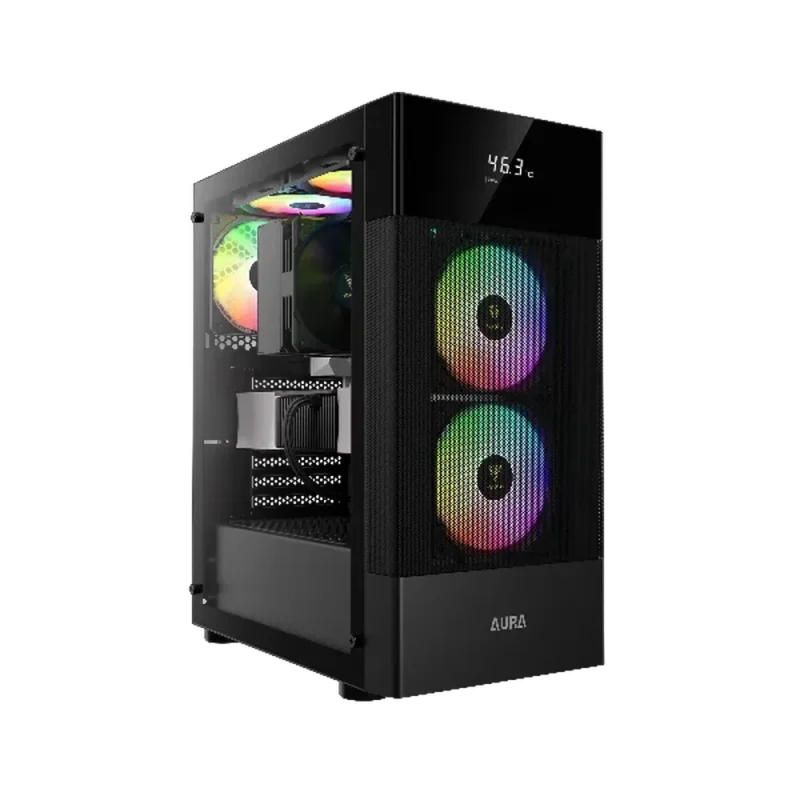 gamdias aura gc5 atx mid tower argb gaming case black