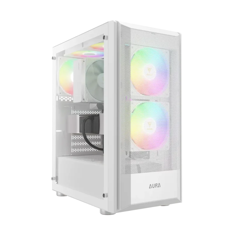 gamdias aura white atx mid tower argb cabinet