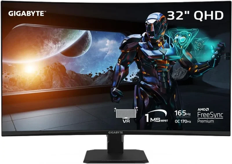 gigabyte gs32qc 32 qhd 165hz va g sync gaming monitor 1ms 109 srgb