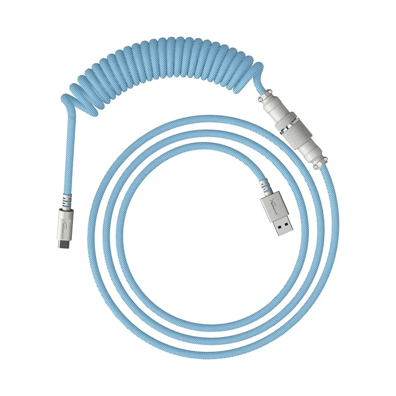 hyperx coiled cable light blue white