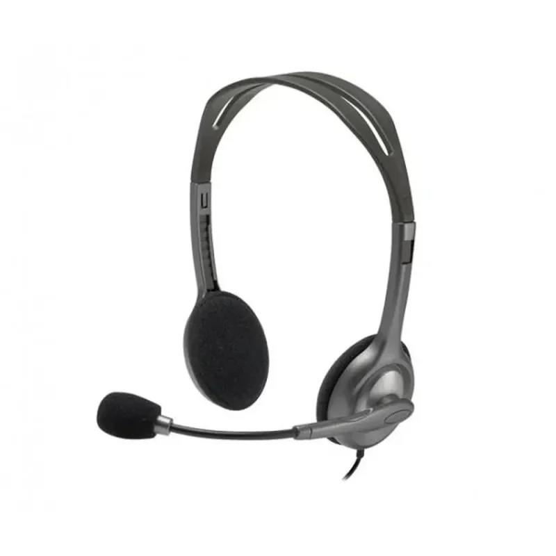 logitech h110 wired stereo headset black pc mobile mac compatible