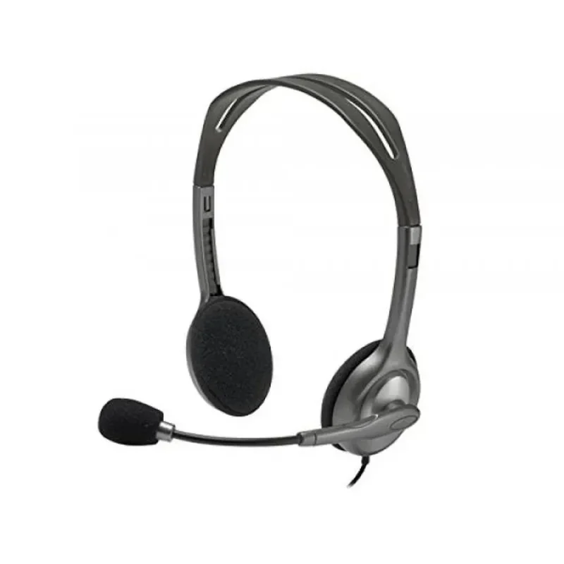 logitech h111 wired stereo headset black pc laptop mobile