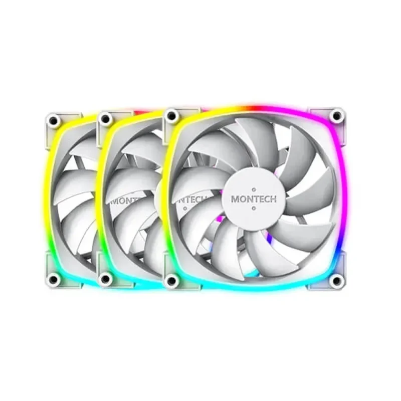 montech ax120 argb 120mm pwm white cabinet fans triple pack