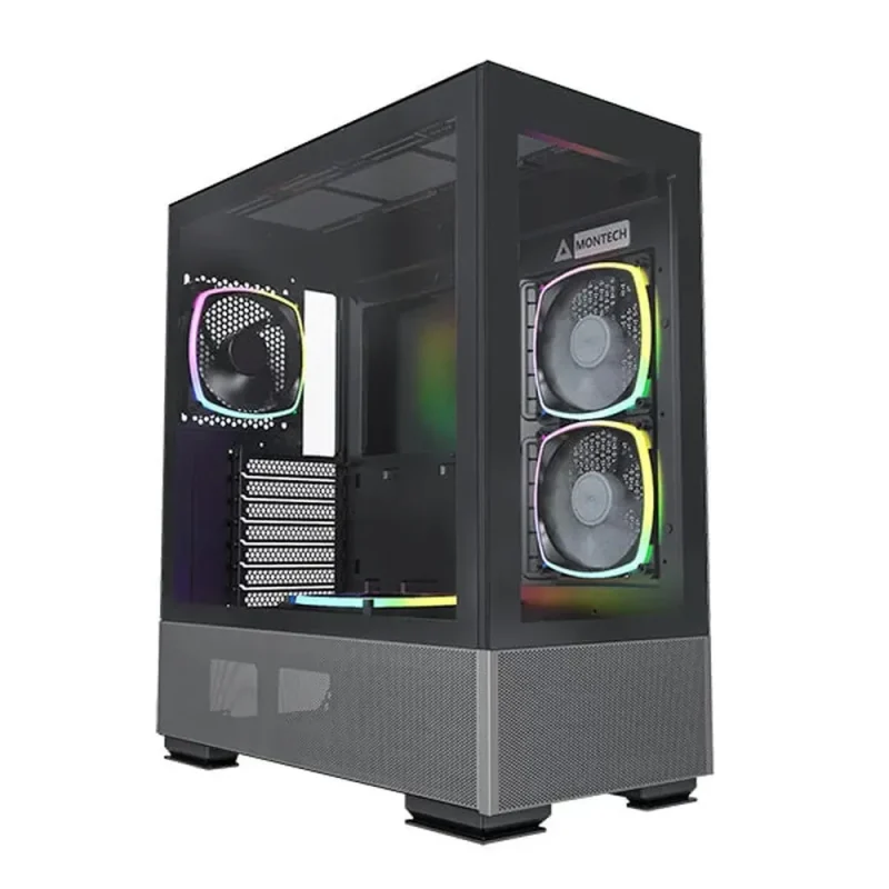 montech sky two argb black mid tower pc case