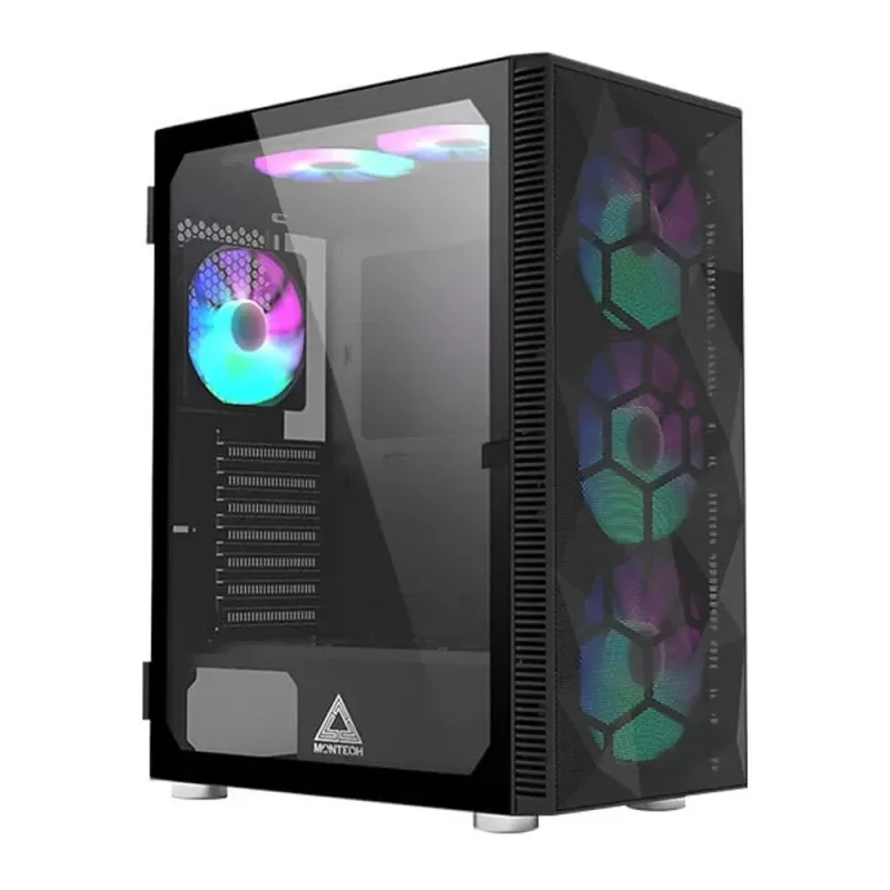 montech x3 mesh rgb mid tower pc case black