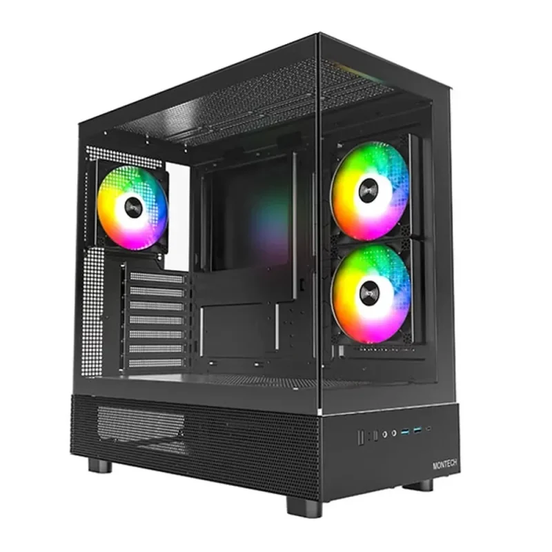 montech xr black mid tower atx case