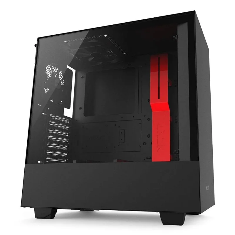 nzxt h500 matte black red mid tower atx case