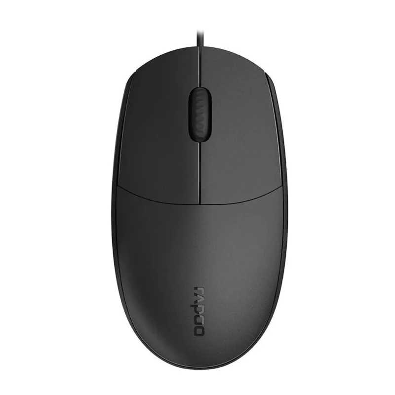 rapoo n100 wired mouse 1600dpi 3 button ambidextrous black