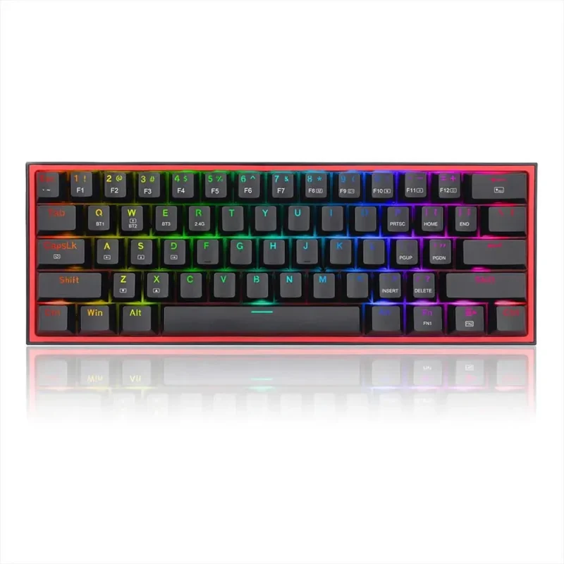 redragon k616 fizz 60 gaming keyboard black red linear switches