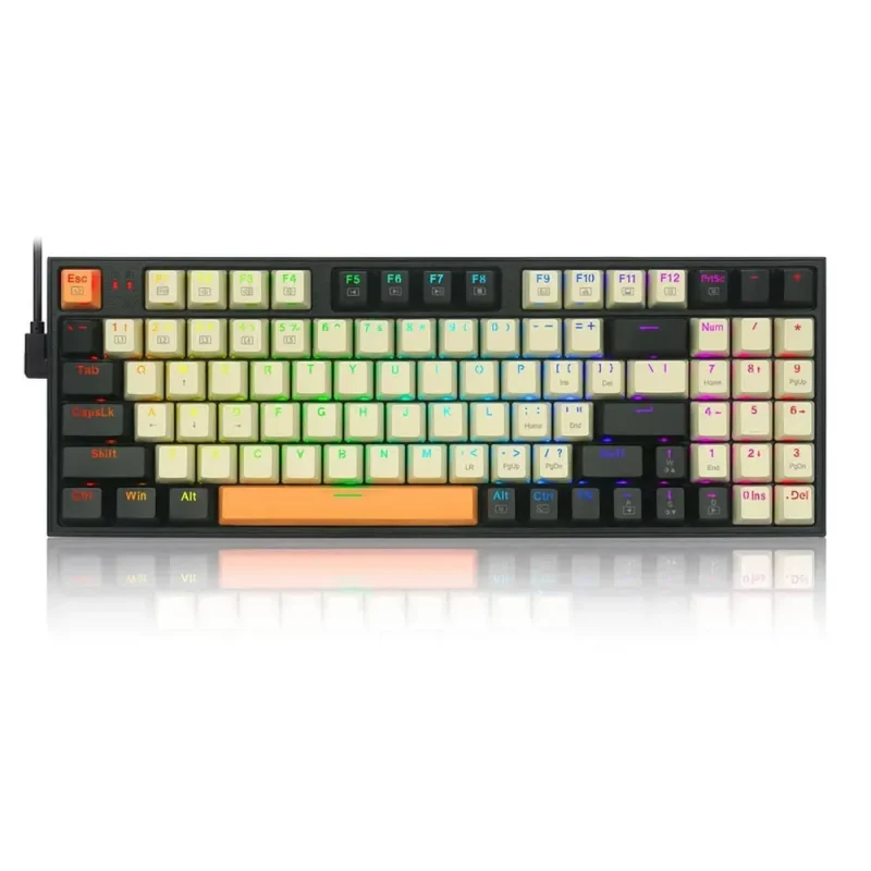 redragon k636 clo 90 rgb mechanical keyboard red switch creamy grey orange