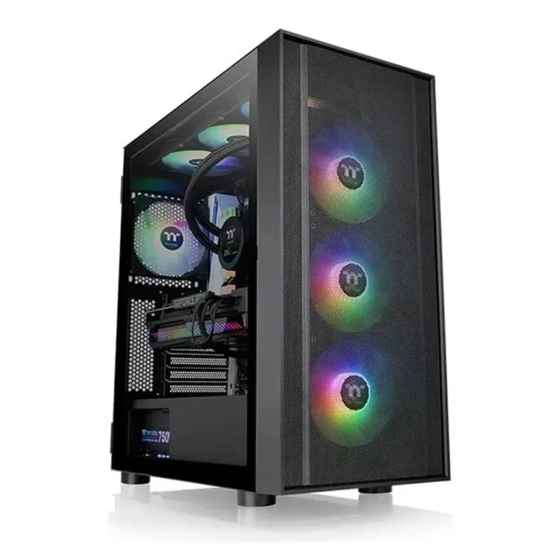 thermaltake h570 argb black eatx mid tower pc case