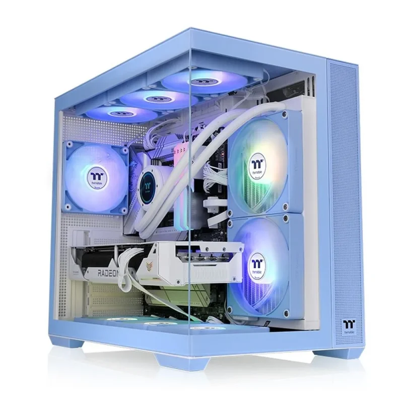 thermaltake view 380 tg argb mid tower case hydrangea blue