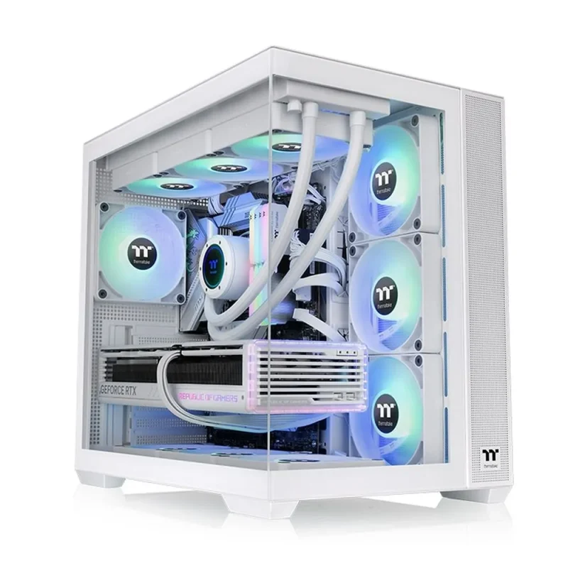 thermaltake view 380 tg argb mid tower case snow white