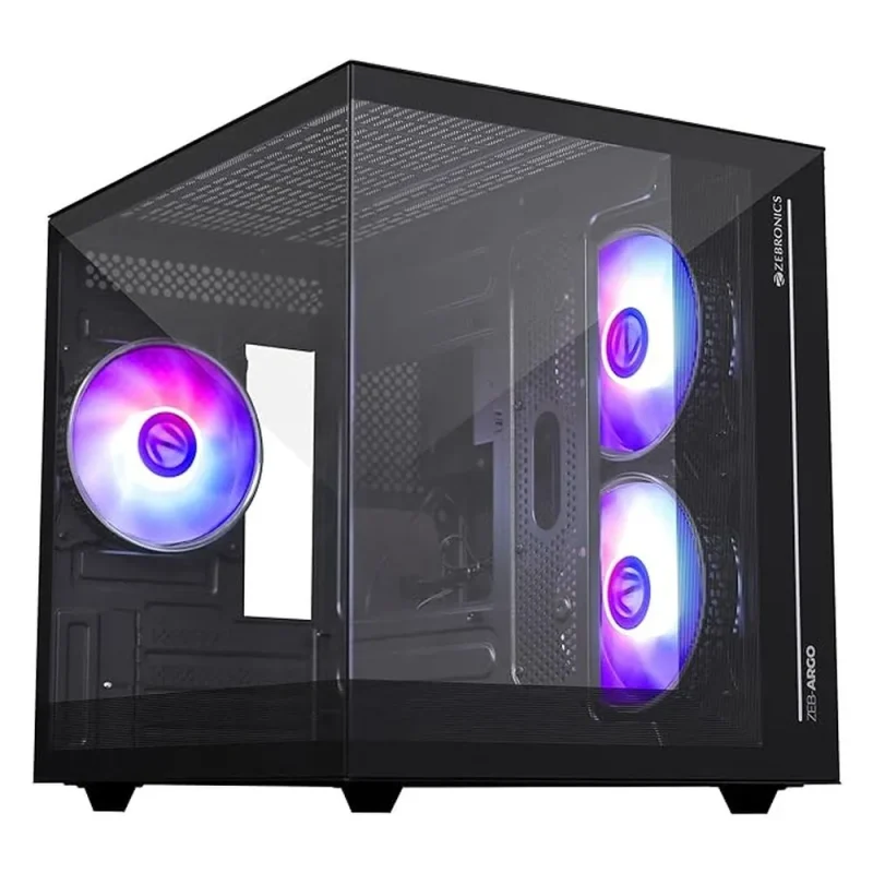 zebronics argo cube argb black mid tower case