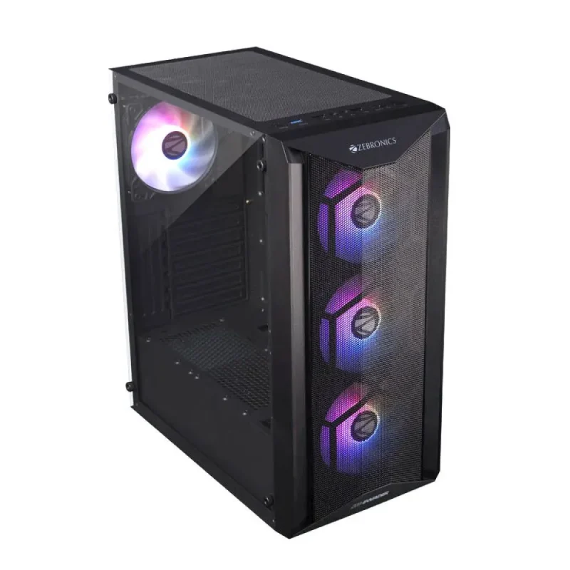 zebronics black atx mid tower cabinet zeb invader