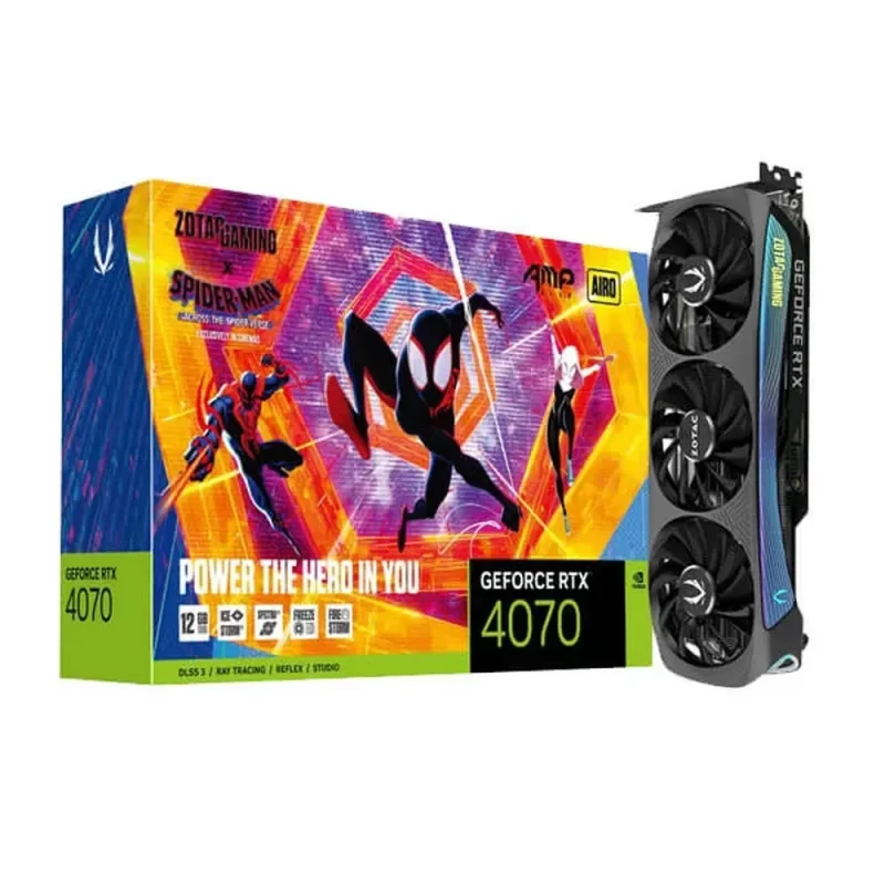 zotac rtx 4070 amp airo graphic card spider man across the spider verse bundle